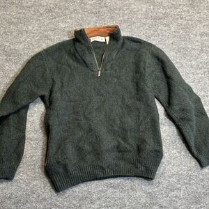 ORVIS Wool Blend Sweater 1/4 Zip Pockets Mens Large